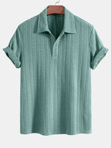 Strikket Polo med Geometrisk Jacquardmønster – Stilfuld & Behagelig Pasform