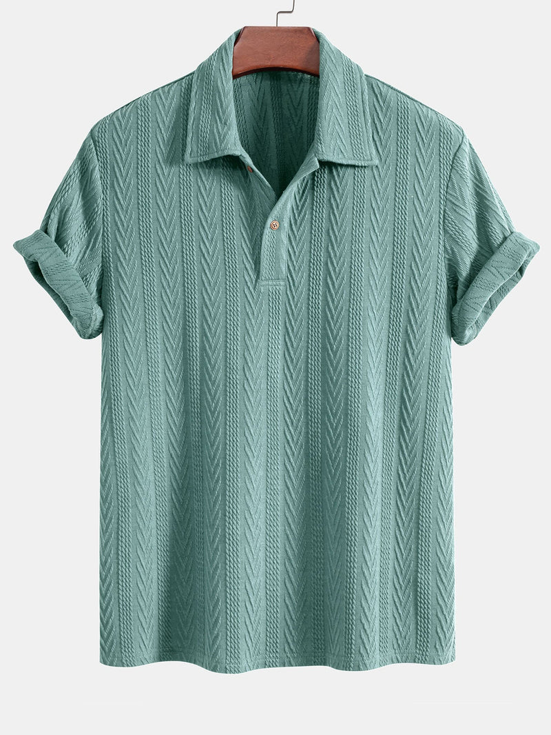 Strikket Polo med Geometrisk Jacquardmønster – Stilfuld & Behagelig Pasform