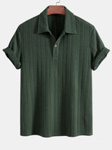 Strikket Polo med Geometrisk Jacquardmønster – Stilfuld & Behagelig Pasform