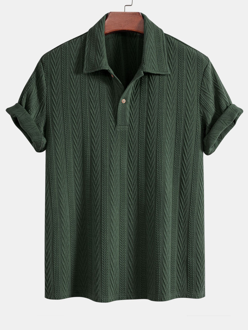 Strikket Polo med Geometrisk Jacquardmønster – Stilfuld & Behagelig Pasform