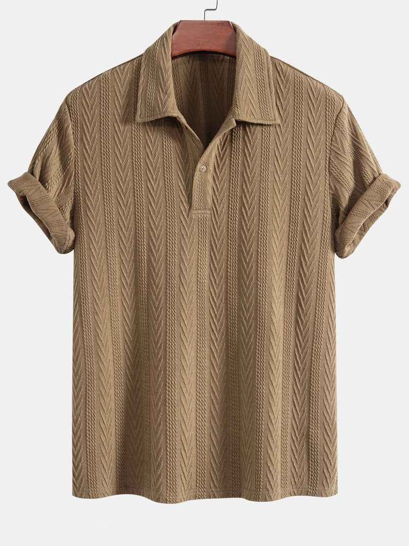 Strikket Polo med Geometrisk Jacquardmønster – Stilfuld & Behagelig Pasform