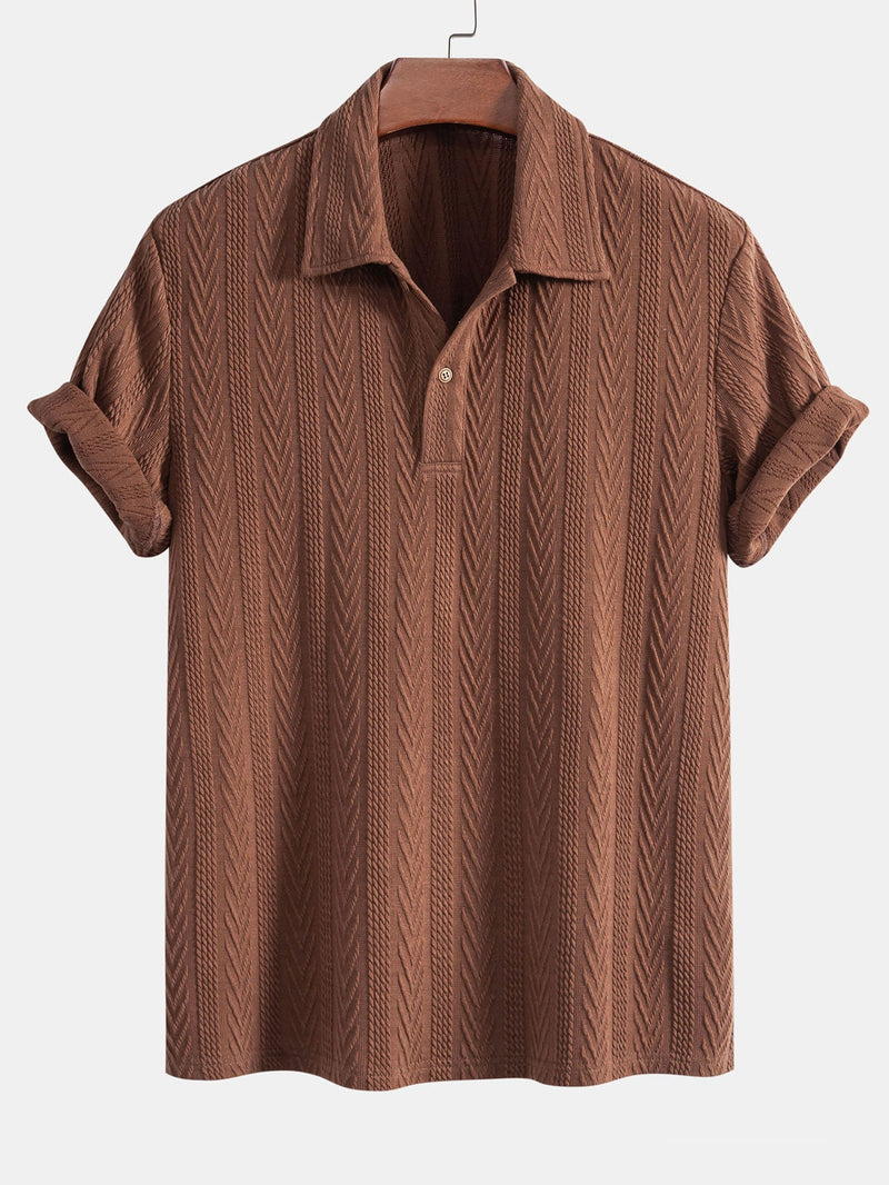 Strikket Polo med Geometrisk Jacquardmønster – Stilfuld & Behagelig Pasform