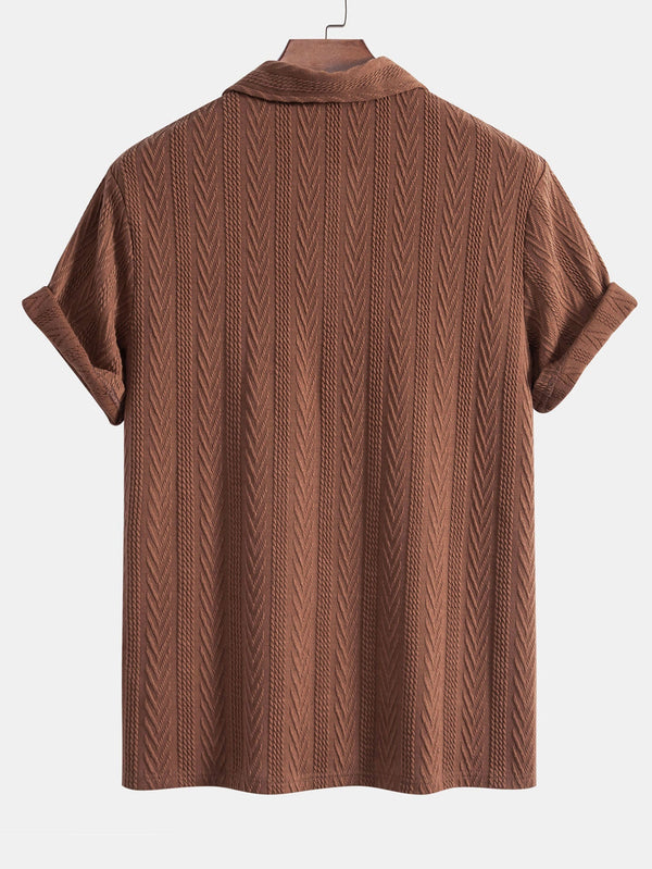 Strikket Polo med Geometrisk Jacquardmønster – Stilfuld & Behagelig Pasform