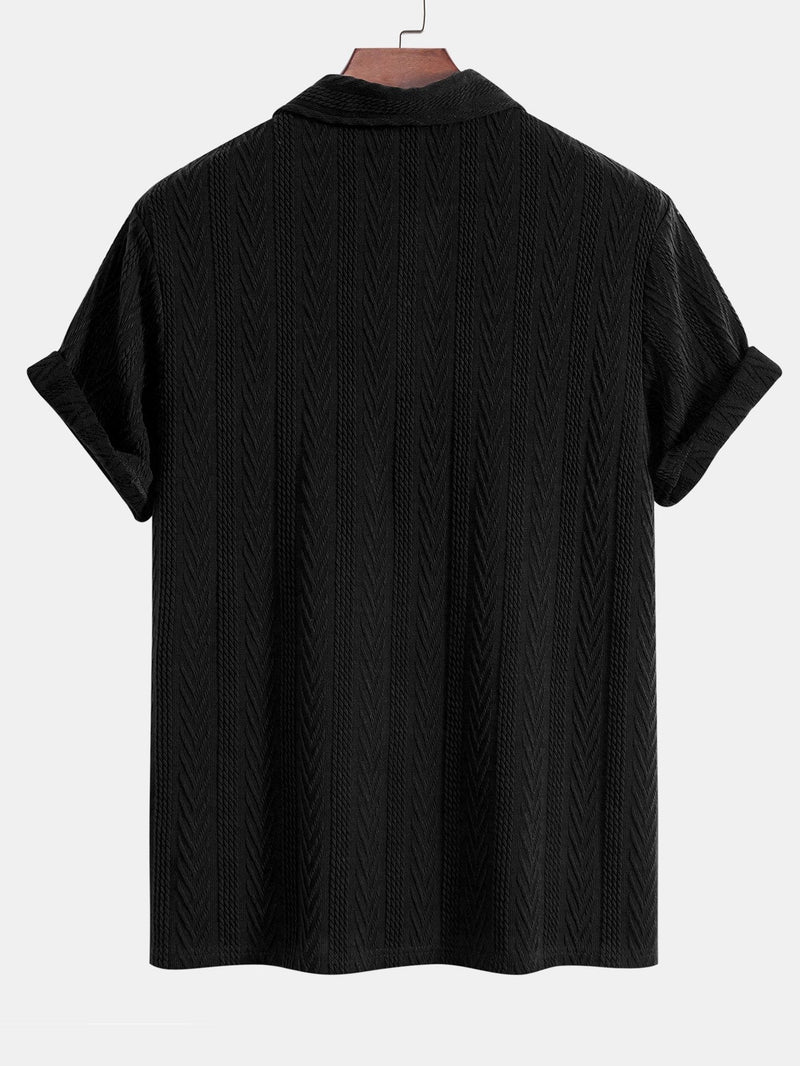 Strikket Polo med Geometrisk Jacquardmønster – Stilfuld & Behagelig Pasform