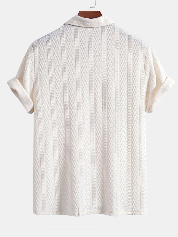 Strikket Polo med Geometrisk Jacquardmønster – Stilfuld & Behagelig Pasform