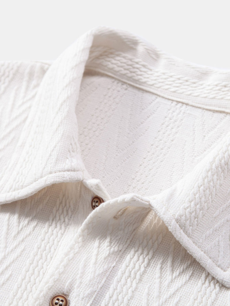 Strikket Polo med Geometrisk Jacquardmønster – Stilfuld & Behagelig Pasform