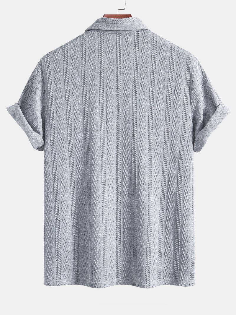 Strikket Polo med Geometrisk Jacquardmønster – Stilfuld & Behagelig Pasform