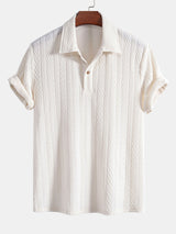Strikket Polo med Geometrisk Jacquardmønster – Stilfuld & Behagelig Pasform