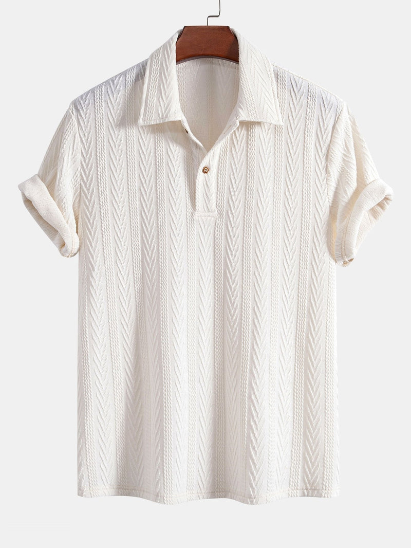 Strikket Polo med Geometrisk Jacquardmønster – Stilfuld & Behagelig Pasform