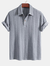 Strikket Polo med Geometrisk Jacquardmønster – Stilfuld & Behagelig Pasform