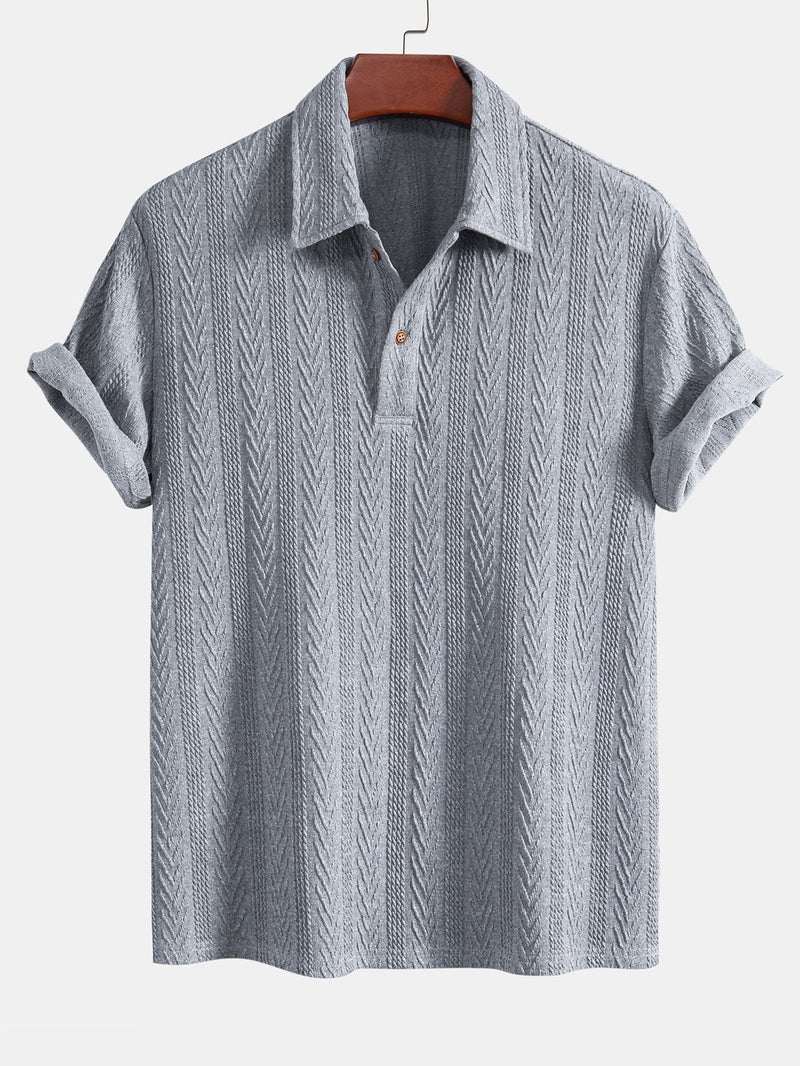 Strikket Polo med Geometrisk Jacquardmønster – Stilfuld & Behagelig Pasform